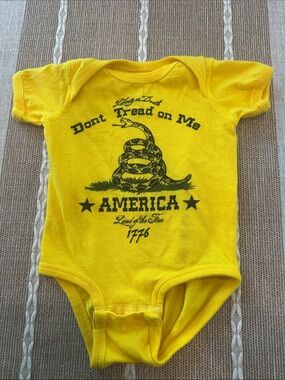 America 'Don't Tread on Me' Yellow Baby One-Piece